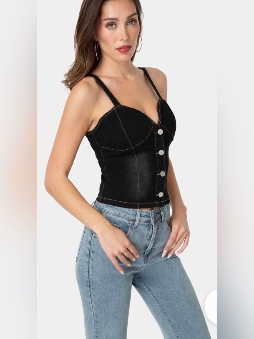 New Bebe Prairie Bustier Tank Top Crop Top Black Small